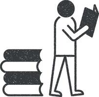 book read vector icon illustration with stamp effect