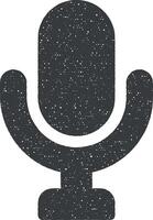 Microphone vector icon illustration with stamp effect