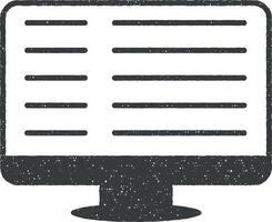 monitor, text vector icon illustration with stamp effect