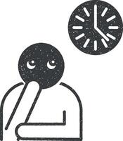 man, watch, wait vector icon illustration with stamp effect