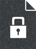 lock on document vector icon illustration with stamp effect