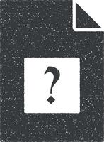 question mark on document vector icon illustration with stamp effect