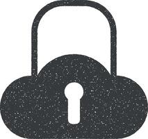 cloud, security vector icon illustration with stamp effect