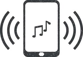 ringtone on your phone vector icon illustration with stamp effect