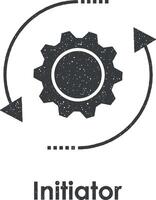 gear, arrow, circle vector icon illustration with stamp effect