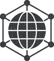 data, server vector icon illustration with stamp effect