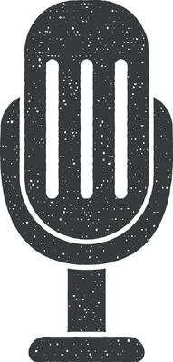 microphone vector icon illustration with stamp effect