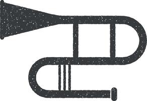 trombone vector icon illustration with stamp effect