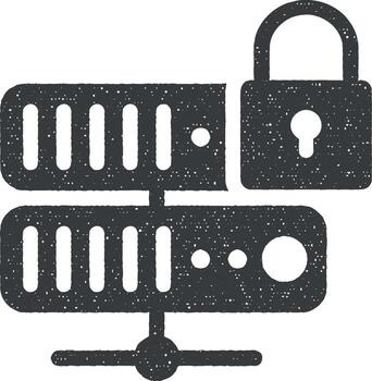 Internet cerrar con llave, Internet proteccion, Internet seguridad, red, servidor seguridad vector icono ilustración con sello efecto