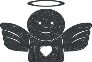 angel with heart vector icon illustration with stamp effect