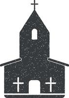 church vector icon illustration with stamp effect