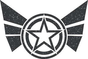 star with wings vector icon illustration with stamp effect