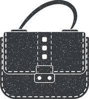 ladies handbag vector icon illustration with stamp effect