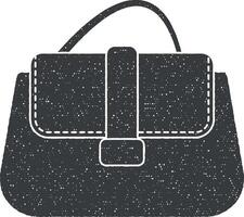 ladies handbag vector icon illustration with stamp effect