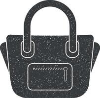 handbag with lock vector icon illustration with stamp effect