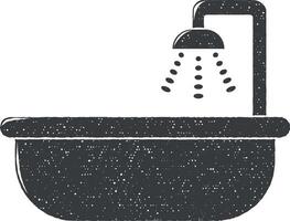 bath with shower vector icon illustration with stamp effect