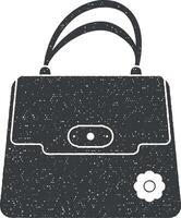 ladies handbag vector icon illustration with stamp effect