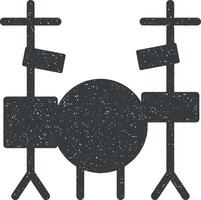 Orchestra, drum kit vector icon illustration with stamp effect