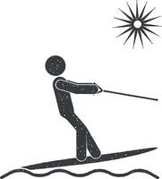 agua esquiar vector icono ilustración con sello efecto