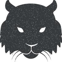 cabeza de leona silueta vector icono ilustración con sello efecto