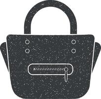 ladies handbag vector icon illustration with stamp effect