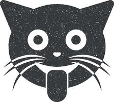 stuck out cat vector icon illustration with stamp effect