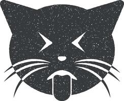 shows the language cat vector icon illustration with stamp effect