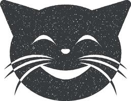 cutie cat vector icon illustration with stamp effect