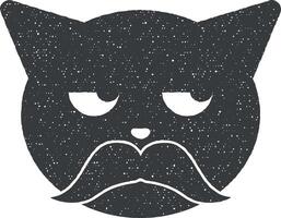 cool older cat vector icon illustration with stamp effect