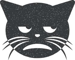 unamused cat vector icon illustration with stamp effect