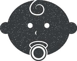 face of a child with a pacifier vector icon illustration with stamp effect