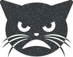 very evil cat vector icon illustration with stamp effect