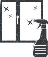 Window cleaning liquid vector icon illustration with stamp effect
