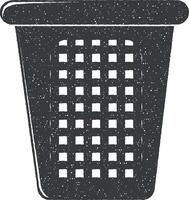 laundry basket vector icon illustration with stamp effect