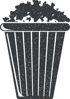 popcorn vector icon illustration with stamp effect