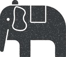 elephant circus glyph style vector icon illustration with stamp effect