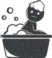 bathing of an infant vector icon illustration with stamp effect