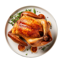 AI generated Chicken on a plate png isolated on transparent background
