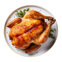 AI generated Chicken on a plate png isolated on transparent background