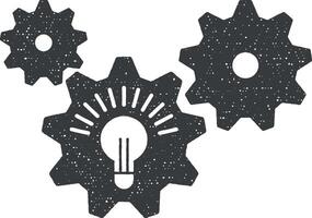 mechanism for developing ideas vector icon illustration with stamp effect