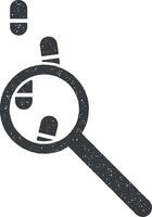 magnifier and traces vector icon illustration with stamp effect