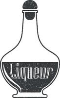 bottle of liquor vector icon illustration with stamp effect