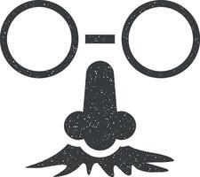 Overhead nose and glasses vector icon illustration with stamp effect