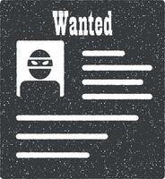 wanted list vector icon illustration with stamp effect