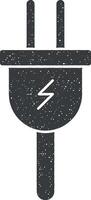 Plug, power vector icon illustration with stamp effect