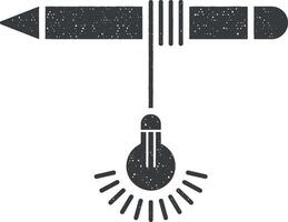 idea in pen vector icon illustration with stamp effect