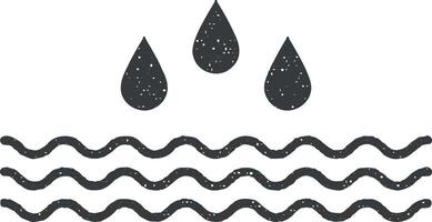 Water, drops vector icon illustration with stamp effect