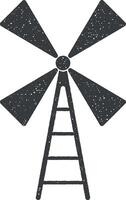 windmill vector icon illustration with stamp effect