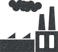 Factory, fog vector icon illustration with stamp effect