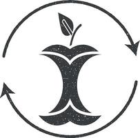 Biodegradable, apple vector icon illustration with stamp effect